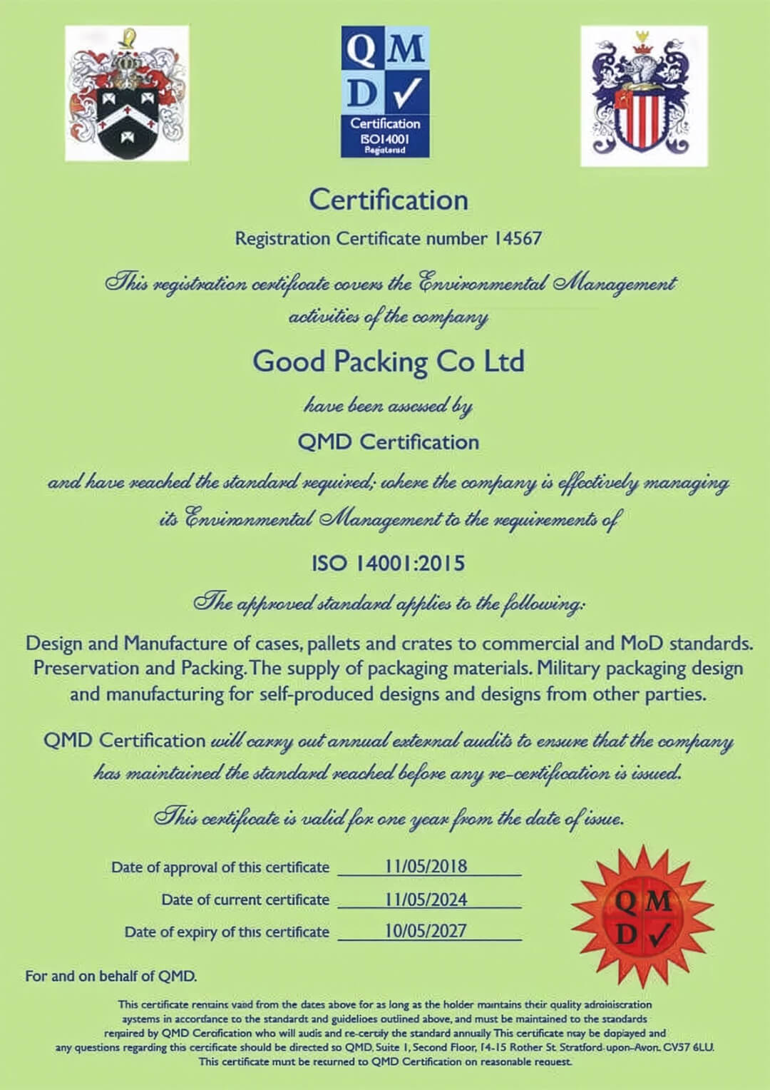 Good Packing Company Limited - ISO 14001-2015 (14567)